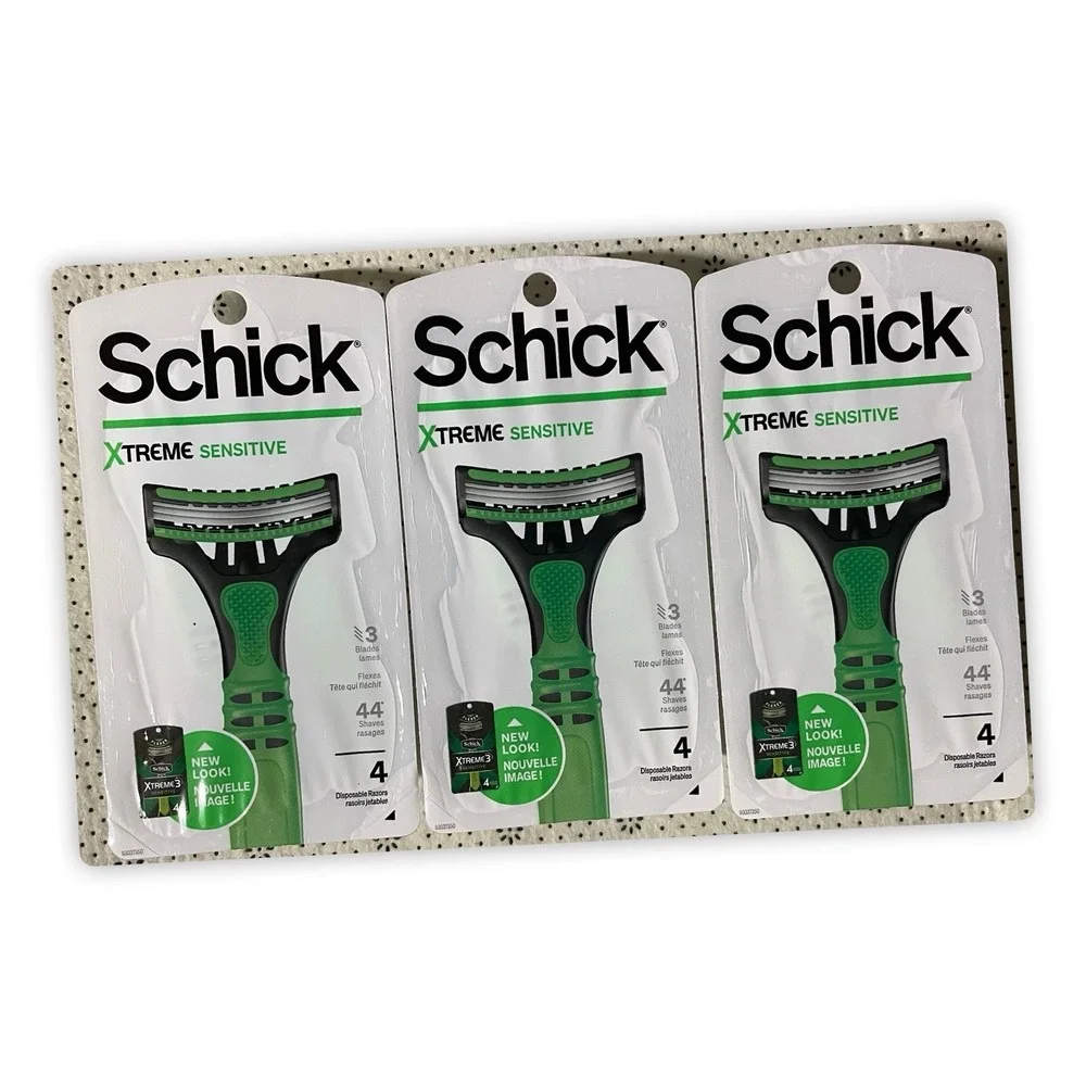 Schick Xtreme Sensitive 4 Disposable‎ Razors, Pack Of 3